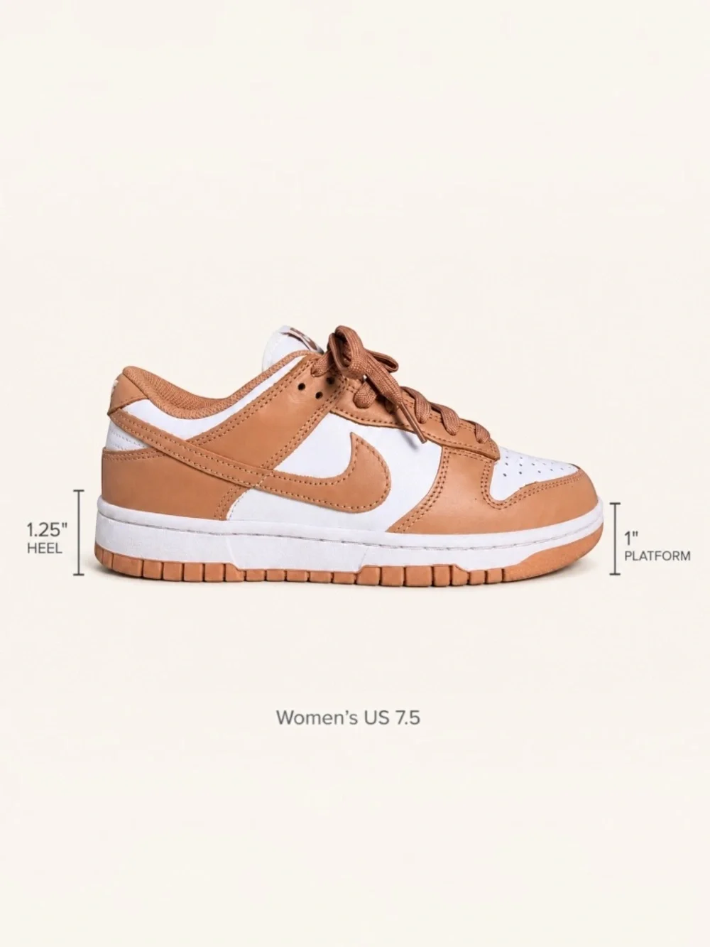 Nike Dunk Low Sneakers Leather White Rose Whisper Blush Pink Women’s Size 7.5